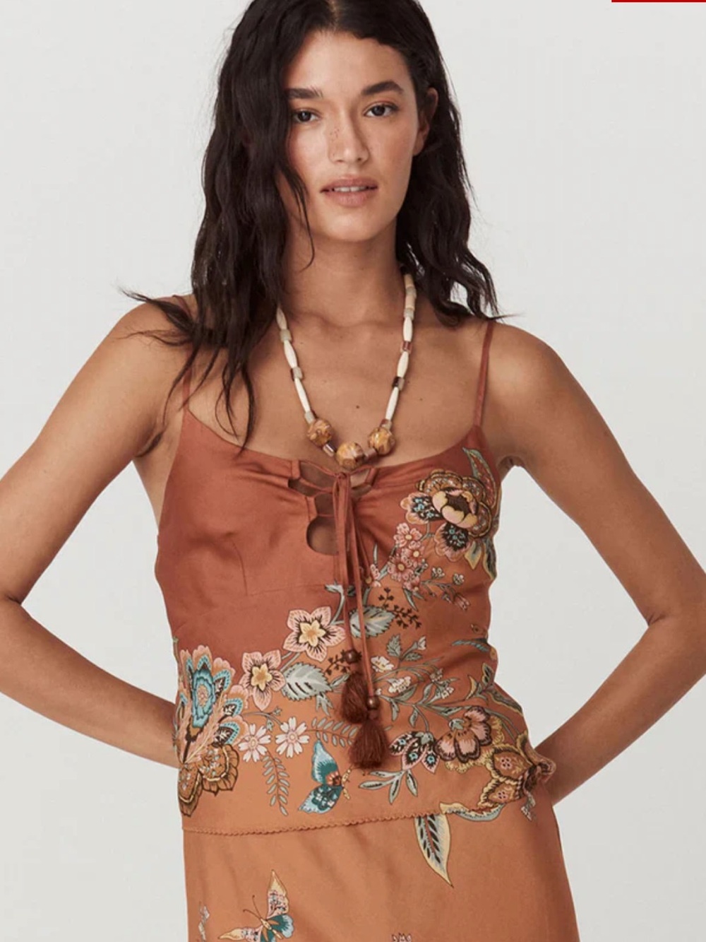 Spell Mojave lily lace up cami XS